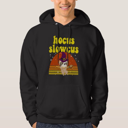 Hocus Slowcus Witch Sloth Retro Cute Animal Hallow パーカ (正面)