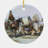 Hodeshのイラストレーションに耐えているラクダとのKafila セラミックオーナメント (裏面)