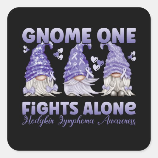 Hodgkin Lymphoma Cancer Violet Ribbon Gnome スクエアシール (正面)