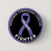 Hodgkin Lymphoma Fighter Ribbon Black Button 缶バッジ (正面)
