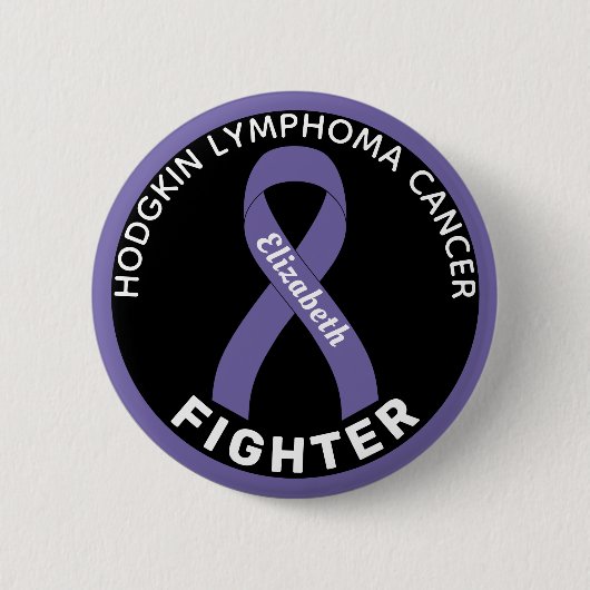 Hodgkin Lymphoma Fighter Ribbon Black Button 缶バッジ (正面)