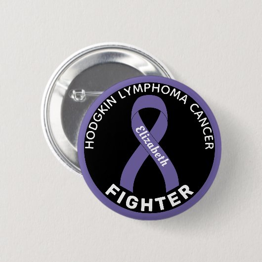 Hodgkin Lymphoma Fighter Ribbon Black Button 缶バッジ (正面&裏面)