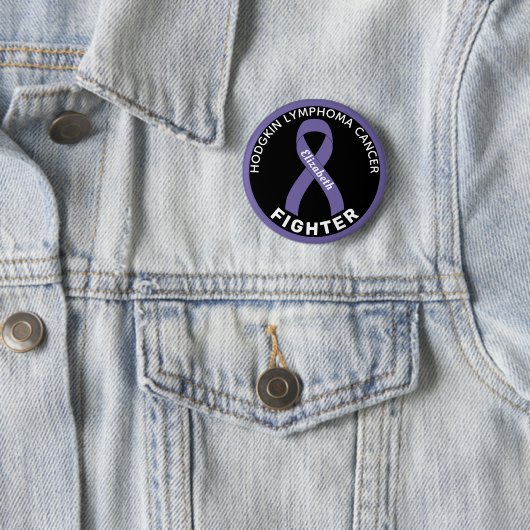Hodgkin Lymphoma Fighter Ribbon Black Button 缶バッジ (インサイチュ)