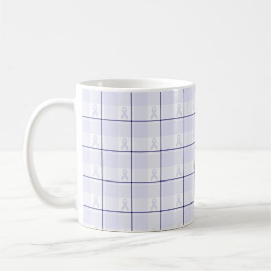 Hodgkin's Lymphoma Awareness Plaid Lavender Ribbon コーヒーマグカップ (左)
