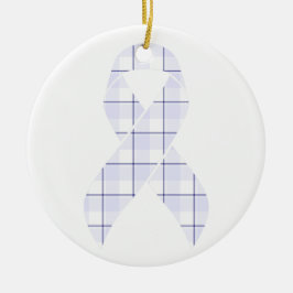 Hodgkin's Lymphoma Awareness Plaid Lavender Ribbon セラミックオーナメント