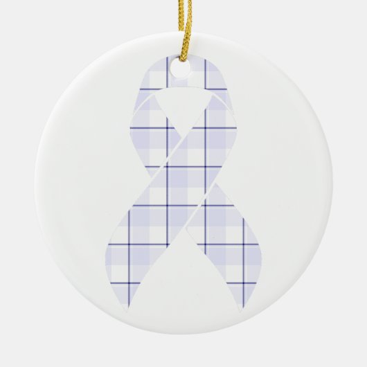 Hodgkin's Lymphoma Awareness Plaid Lavender Ribbon セラミックオーナメント (正面)