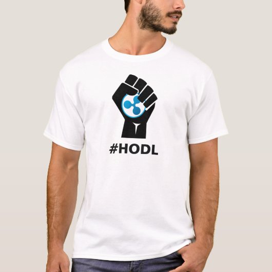 HODLのさざ波XRPのロゴ: 黒 Tシャツ (正面)