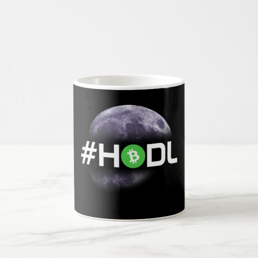 #HODLの月のBitcoinの現金黒のマグ コーヒーマグカップ (中央)