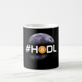 #HODLの月のBitcoinの黒いマグ コーヒーマグカップ