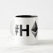 #HODLのEthereumのマグ ツートーンマグカップ (正面左)