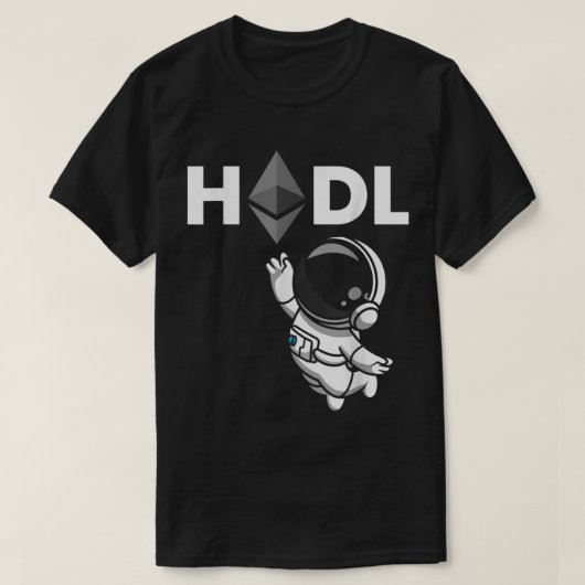 HODLイーサリアム宇宙飛行士暗号デザイン Tシャツ (デザイン正面)