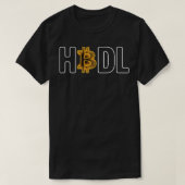 Hodl Bitcoin金ゴールドモダンタイポグラフィアートギフト Tシャツ (デザイン正面)