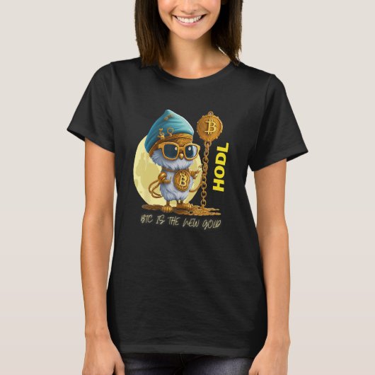 HODL Bitcoin BTC Genie Moon Tシャツ (正面)