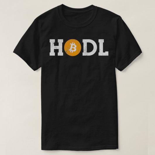 Hodl Bitcoin Hodlヴィンテージ動揺して Bitcoinロゴ Tシャツ (デザイン正面)
