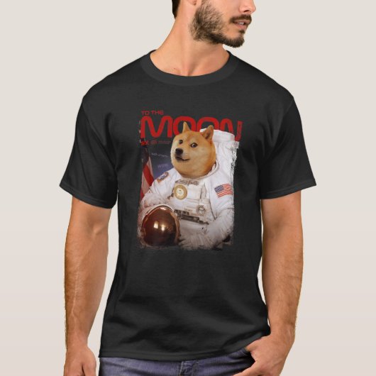 HODL DOGE月の宇宙飛行士DOGE暗号ミームD Tシャツ (正面)