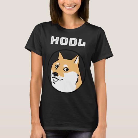HODL Dogecoin 2021 暗号通貨 ミーム Tシャツ (正面)