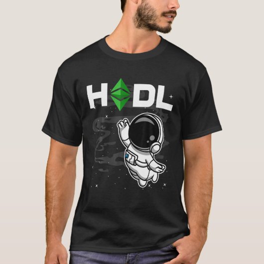 HODL Ethereum宇宙飛行士クラシックのMoへのコイン Tシャツ (正面)