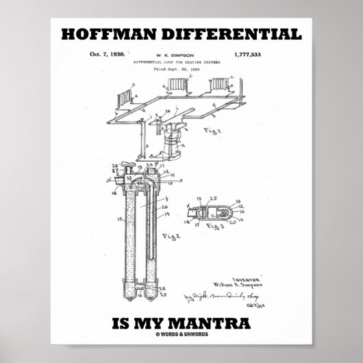 Hoffman Differentialは私のマントラ米国特許デザイン ポスター (正面)