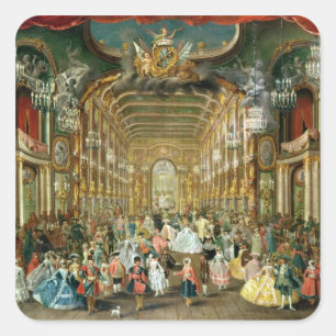 Hoftheaterの仮装舞踏会、ボン1754年 スクエアシール