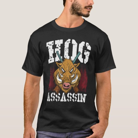 Hog Assassin Hog Hunting Wild Boar Hunter Tシャツ (正面)