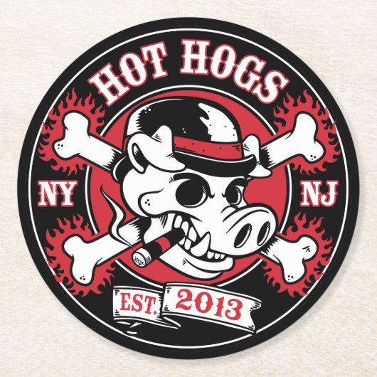 Hogs™の熱いクラシックで黒いコースター ラウンドペーパーコースター (正面)
