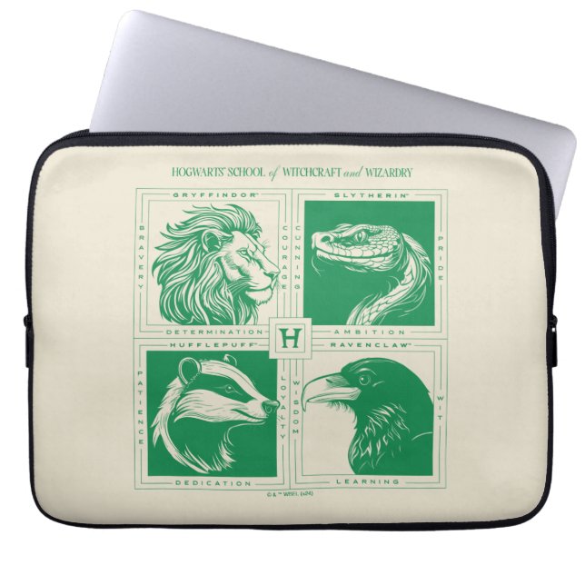 HOGWARTS™ハウス動物グリッド ラップトップスリーブ (正面)