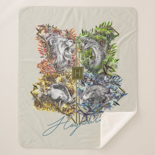 HOGWARTS™バッジフローラグラフィック シェルパブランケット (正面)