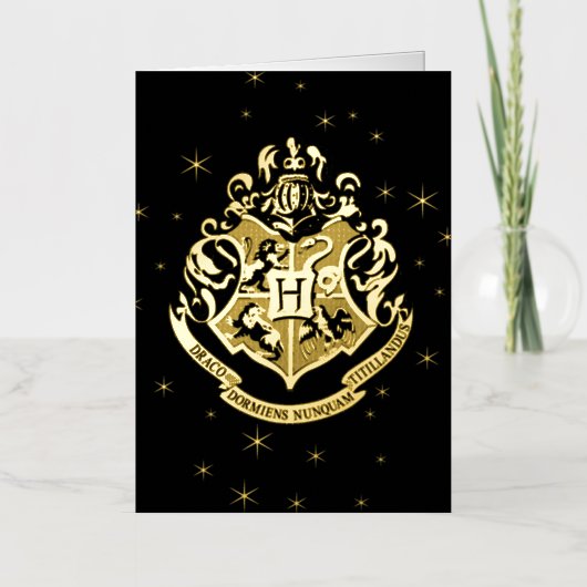 HOGWARTS™輝く金の紋章 箔グリーティングカード (正面)