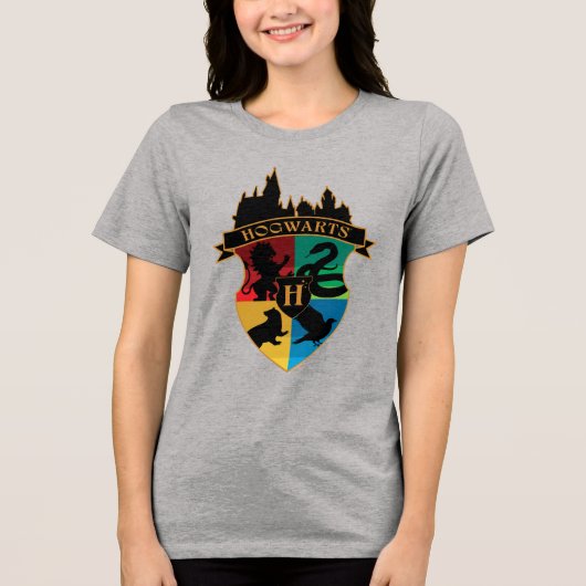 HOGWARTS™ Castle Crest House Pride Badge トライブレンドTシャツ (正面)