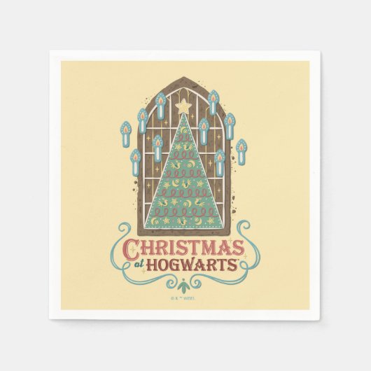 HOGWARTS™ Cookieグラフィックでのクリスマス スタンダードカクテルナプキン (正面)