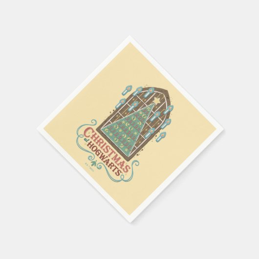 HOGWARTS™ Cookieグラフィックでのクリスマス スタンダードカクテルナプキン (角)