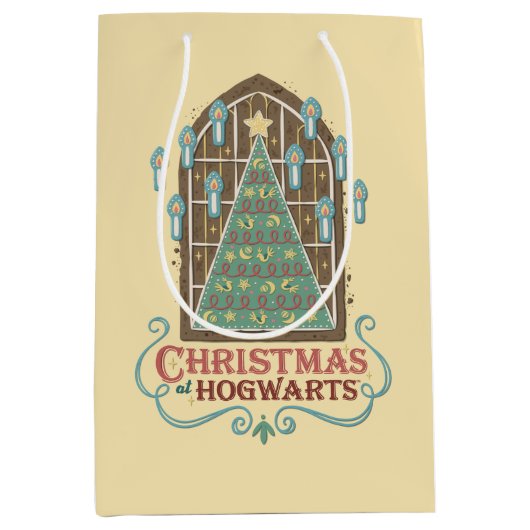 HOGWARTS™ Cookieグラフィックでのクリスマス ミディアムペーパーバッグ (正面)