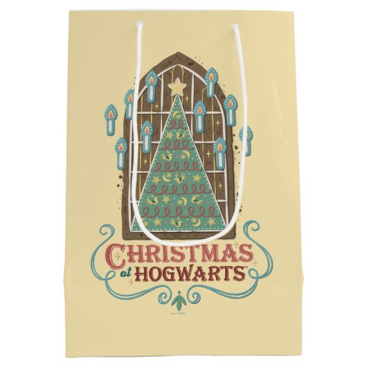 HOGWARTS™ Cookieグラフィックでのクリスマス ミディアムペーパーバッグ (裏面)