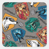 HOGWARTS™ Houses Crosshatched Pattern スクエアシール (正面)