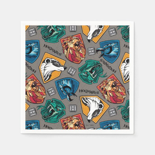 HOGWARTS™ Houses Crosshatched Pattern スタンダードカクテルナプキン (正面)