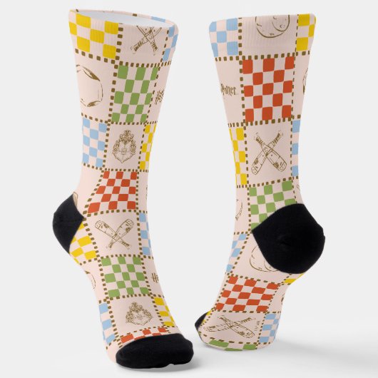HOGWARTS™ QUIDDITCH™ チームチェッカーパターン ソックス (傾斜あり)