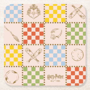 HOGWARTS™ QUIDDITCH™ チームチェッカー柄 スクエアペーパーコースター