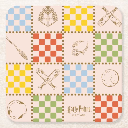 HOGWARTS™ QUIDDITCH™ チームチェッカー柄 スクエアペーパーコースター (正面)