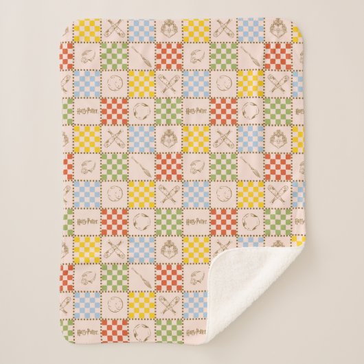 HOGWARTS™ QUIDDITCH™ Team Checker Pattern シェルパブランケット (正面)