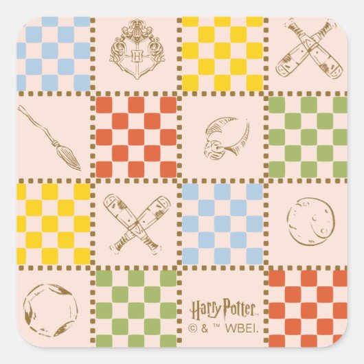 HOGWARTS™ QUIDDITCH™ Team Checker Pattern スクエアシール (正面)