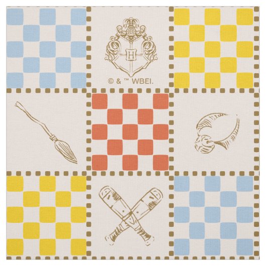 HOGWARTS™ QUIDDITCH™ Team Checker Pattern ファブリック (見本)