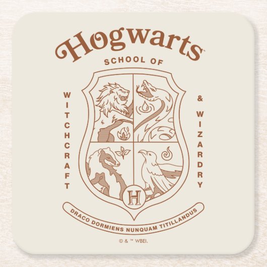 HOGWARTS™ School of Witchcraft and Wizardry Crest スクエアペーパーコースター (正面)