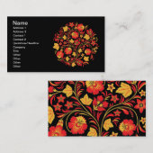 Hohlomaの赤くおよび黄色の名刺 名刺 (正面/裏面)