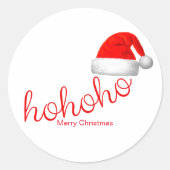 HoHoクリスマスハットレッドホワイト ラウンドシール (正面)