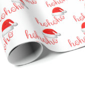 HoHoクリスマスハットレッドホワイト ラッピングペーパー (ロールコーナー)