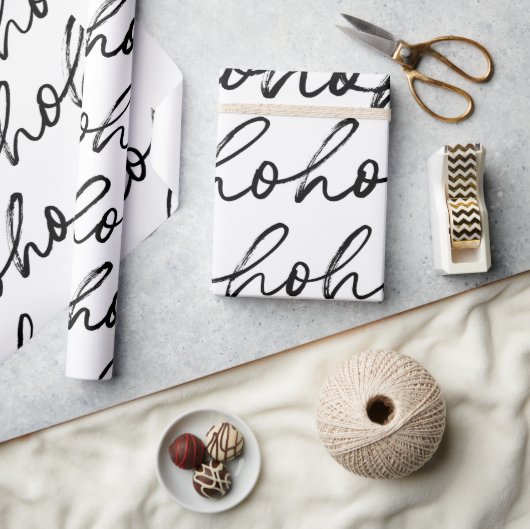 HoHoクリスマスパターン ラッピングペーパー (クラフト)