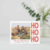 HoHoクリスマスファミリーフォトカードカスタム シーズンポストカード (スタンド正面)