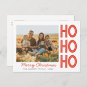 HoHoクリスマスファミリーフォトカードカスタム シーズンポストカード (正面/裏面)