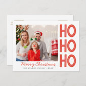 HoHoクリスマスファミリーフォトカードカスタム シーズンポストカード (正面/裏面)