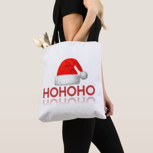HoHoサンタハットクリスマス トートバッグ (クローズアップ)